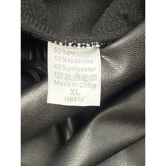 Womens Faux Leather Pants Wide Leg Elastic Zip Button High Waist XL Soft Lining - Picture 3 of 10